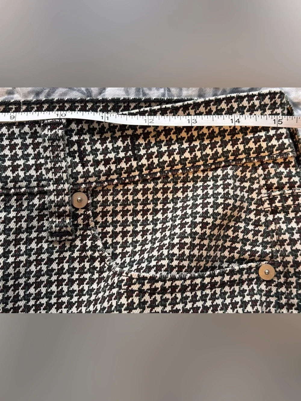 Madewell Mid Rise Kick Out Jeans Houndstooth Check Stretch Women’s Size 29